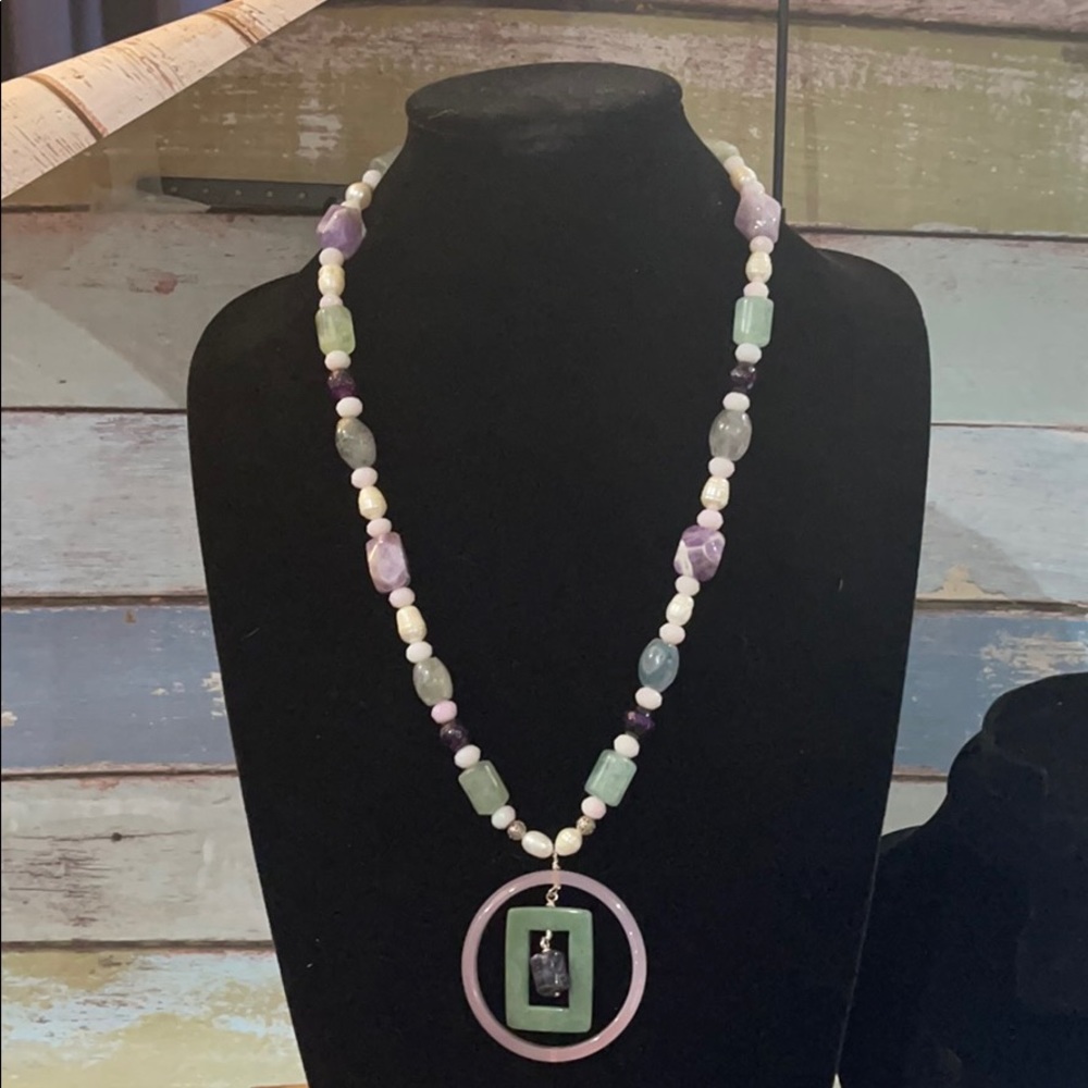 Fine jewelry purple and green amethyst necklace